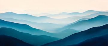 Glooiende heuvels in blauwe en grijze tinten van Poster Art Shop
