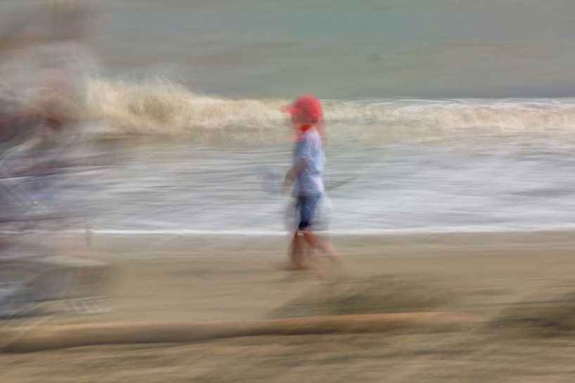 Little boy playing on the beach by Truus Nijland