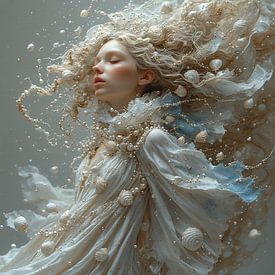 A portrait young woman old masters mermaid. by J.a Dijkstra