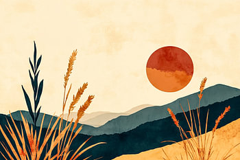 Zonsondergang met rustieke natuur