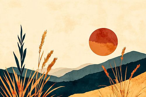 Zonsondergang met rustieke natuur