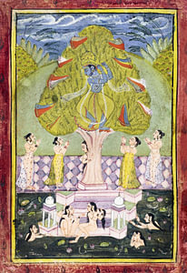 Krishna stiehlt die Kleider der Gopis (1780)