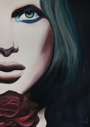 Girl with the red rose, portret