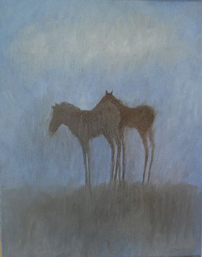 Foals under a cloud. by Sabine Trines