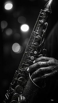 Muziekinstrument in zwart-wit van Gelissen Artworks