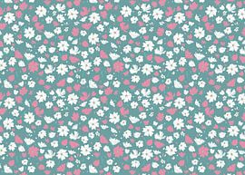 Wild flowers green pink white by Kimfaesdesign