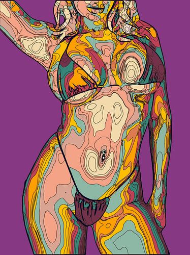 Abstract Female Silhouette Geometric Pattern