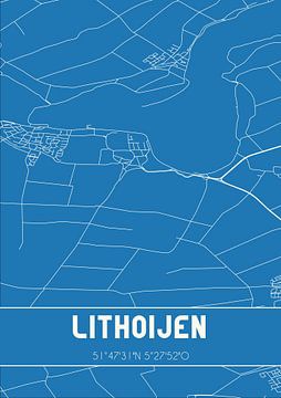 Blauwdruk | Landkaart | Lithoijen (Noord-Brabant) van MijnStadsPoster