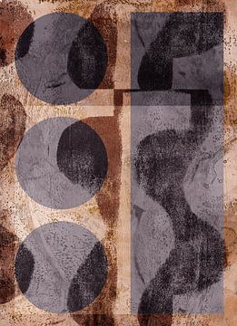 Abstract shapes and lines in warm rusty colors no. 6 by Dina Dankers