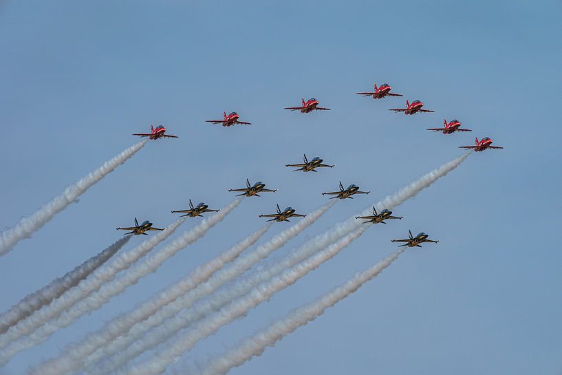 Red Arrows and Black Eagles during RIAT 2022. by Jaap van den Berg