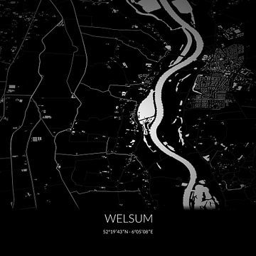 Schwarz-weiße Karte von Welsum, Overijssel. von Rezona