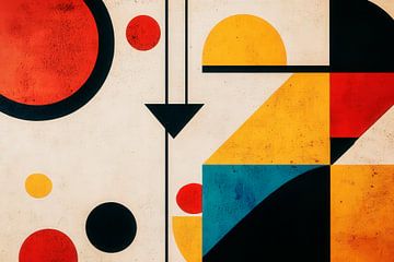 Geometric shapes in red and yellow by Poster Art Shop