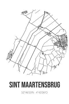 Sint Maartensbrug (Noord-Holland) | Karte | Schwarz und Weiß von Rezona