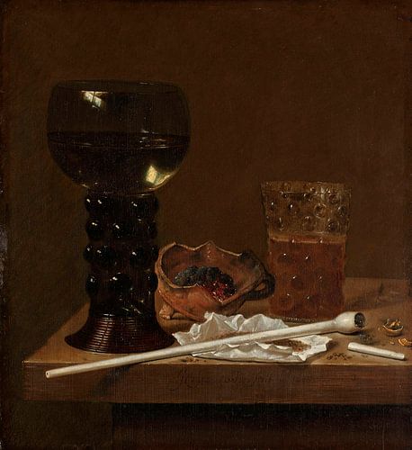 Still Life with Roemer, Beer Glass and a Pipe, Jan Jansz. van de Velde (III)