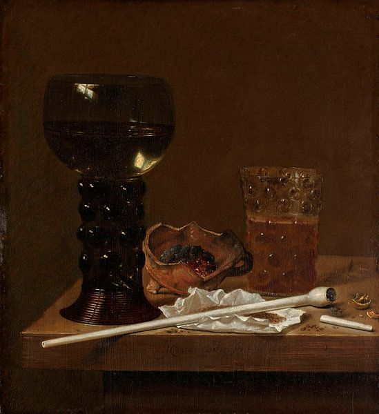 Stilleben mit Römer, Bierglas und einer Pfeife, Jan Jansz. van de Velde (III) von Meisterhafte Meister
