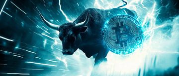 Stierenmotief met Bitcoin - Futuristisch van Poster Art Shop