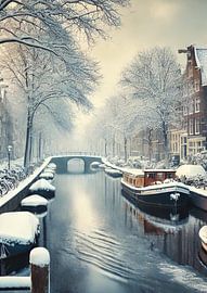Amsterdam Schnee Szene Kanal! von Jaap Ros