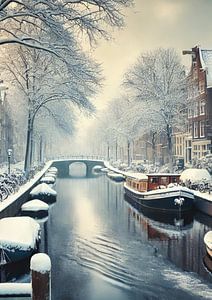 Amsterdam : scène de neige sur le canal !