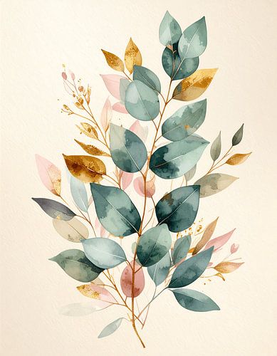 Aquarell Pastell Eukalyptuszweige