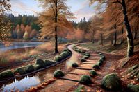 pond in autumnal park