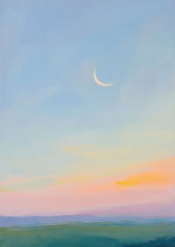 Maan Abstract Pastel Landschap Minimalistisch