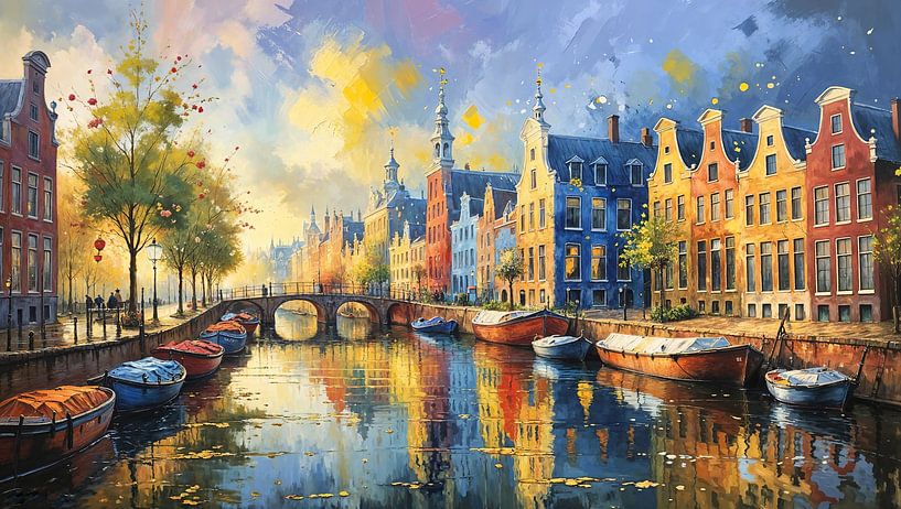 Amsterdam colorée - Vue panoramique des canaux par Arjen Roos