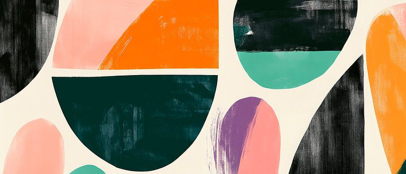 Kleurrijke geometrische vormen op een beige achtergrond van Poster Art Shop