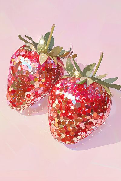 Sparkling Strawberries by Melloi Art Prints