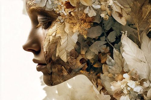 vrouw met bloemen abstract