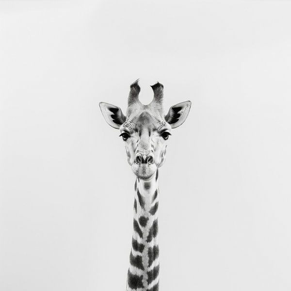 Girafe en noir et blanc par Poster Art Shop