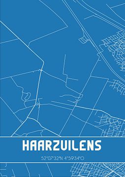 Blauwdruk | Landkaart | Haarzuilens (Utrecht) van MijnStadsPoster
