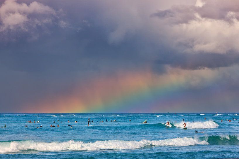 Rainbow Waikiki Beach, Oahu, Hawaii by Henk Meijer Photography