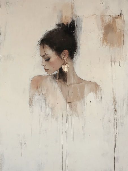 Modern chic and abstract portrait in earth tones by Carla Van Iersel