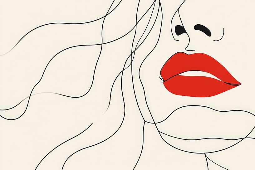 Lèvres et lignes - Beauté minimaliste par Poster Art Shop