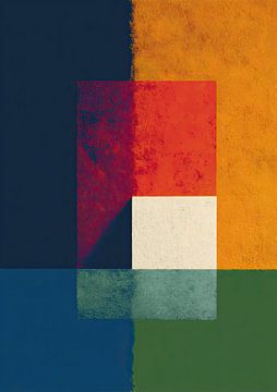 Abstracte geometrie: blauw, oranje & teal