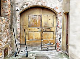 Delivery Entrance Pienza Tuscany by Dorothy Berry-Lound