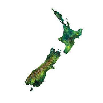 New Zealand Watercolor Painting by WereldkaartenShop