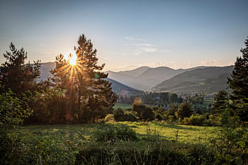 Lumière du soir dans les montagnes