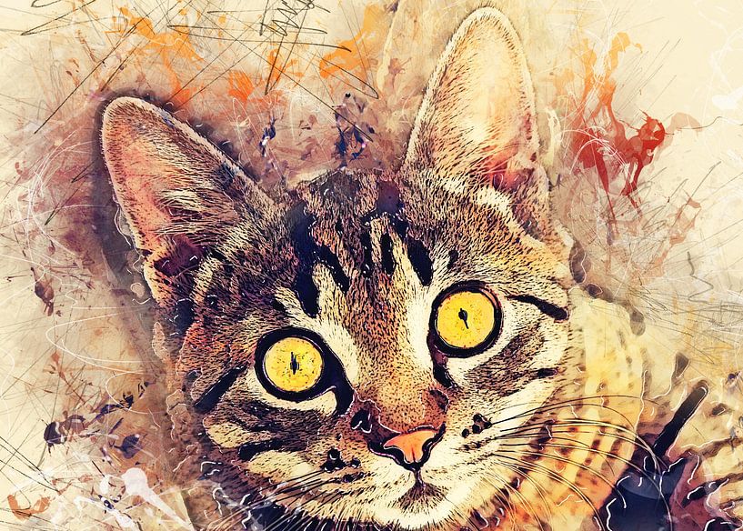 Katze Tier Aquarell Kunst #Katze #Kätzchen von JBJart Justyna Jaszke