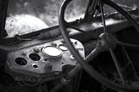 Steering wheel and cab urbex truck black and white