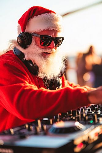 Kerst DJ mixen met zonnebril