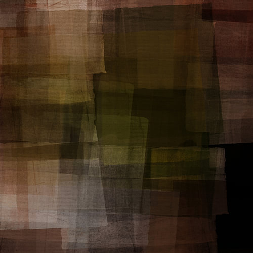 Abstracte schilderij in roestbruin en groen. Set van 2. Nr. 1