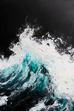 Vagues de mer dynamiques en noir et blanc sur Poster Art Shop