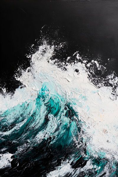 Dynamische Meereswellen in Schwarz-Weiß von Poster Art Shop