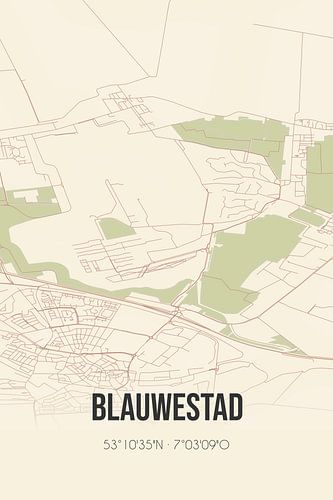 Vintage landkaart van Blauwestad (Groningen)