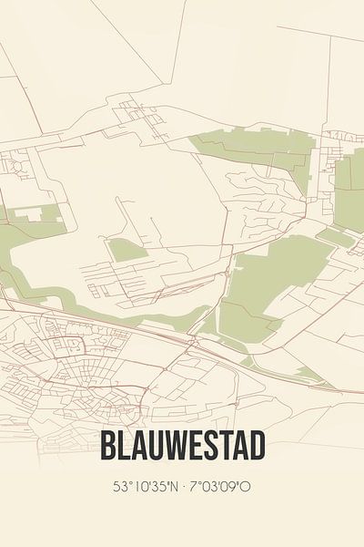 Vintage map of Blauwestad (Groningen) by Prints of Place