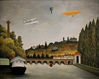 Uitzicht op de brug in Sèvres van Henri Rousseau