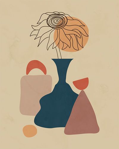 Minimalist still life of a flower in a vase