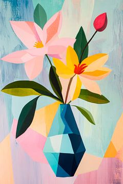 Fleurs colorées de style géométrique sur Poster Art Shop