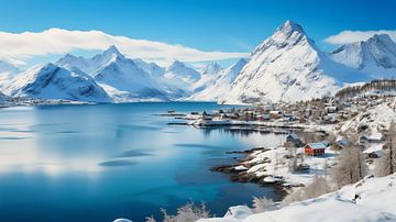 Panoramisch landschap op de Lofoten in Noorwegen in de winter van Animaflora PicsStock